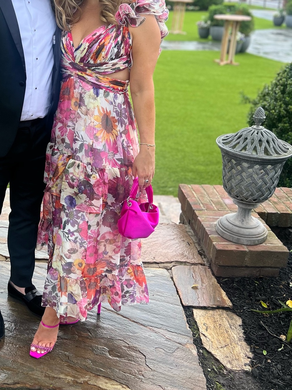 Mac Duggal Floral Pink Multi-Color Maxi Dress